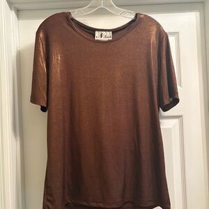 Shimmering Brown Short Sleeve Top